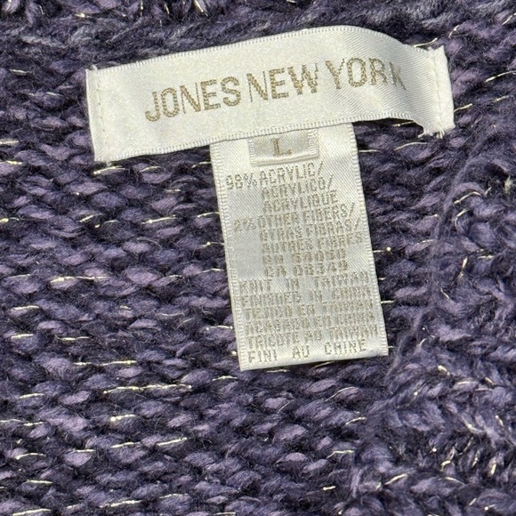 Jones New York Purple Knit Long Cardigan Sweater Ladies Size Large - Picture 3 of 3
